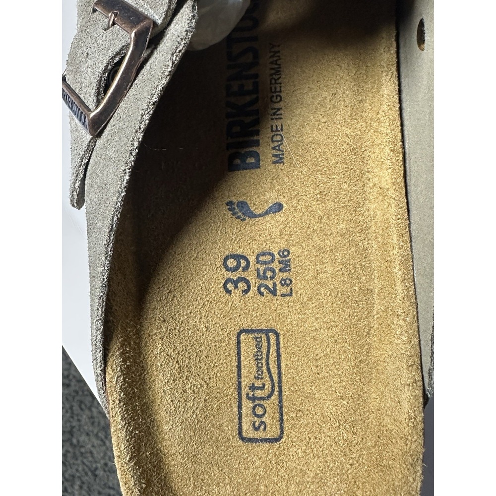 Birkenstock Boston Taupe Suede Leather Soft Footbed Clog 39 Ladies 8 Mens 6 - Picture 3 of 10